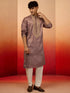 Men's Lavender Resham Embroidered Silk Kurta